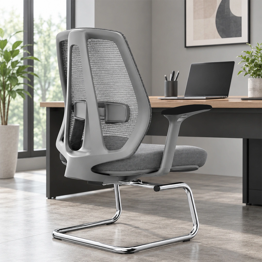 Mesh Visitor Chair with Chrome Cantilever Base - Grey Saudi Arabia 2